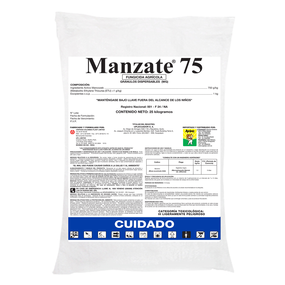 fungicida manzate 75 Wg (mancozeb) ideal para el control de enfermedades fungosas de las plantas.